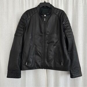 Hugo Boss Black Leather Bomber Jacket